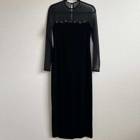 Black velvet maxi dress - Picture 1 of 4